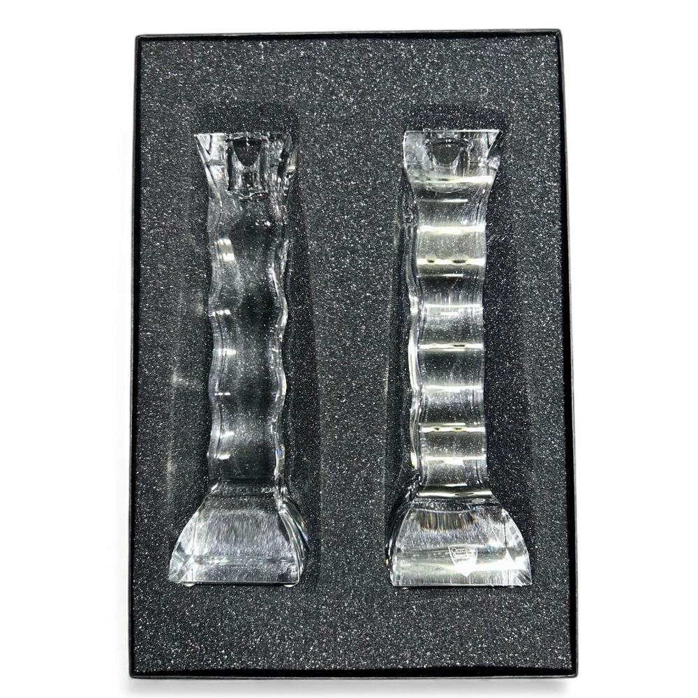 Orrefors Cruise 6511103 Helene Krantz 8 1/8" Pair of Crystal Candle Holders